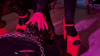 Rubber and ava fetishart give perv a latex footjob part 1