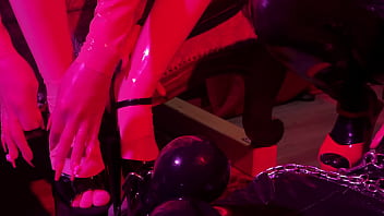 Rubber and ava fetishart give perv a latex footjob part 1