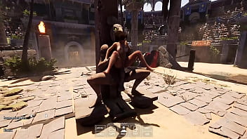 A huge dick against lara croft's tight ass in an arena where 1 000 spectators are watching 3d hentai game animation 3d hentai game animation