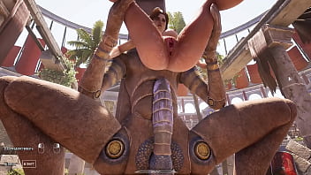 A huge dick against lara croft's tight ass in an arena where 1 000 spectators are watching 3d hentai game animation 3d hentai game animation