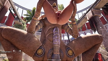 A huge dick against lara croft's tight ass in an arena where 1 000 spectators are watching 3d hentai game animation 3d hentai game animation