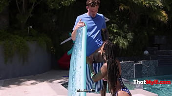 Husband is a cheater so ebony milf cleberates her birthday sucking her step sons dick almost getting caught Husband is a cheater so ebony milf cleberates her birthday sucking her step sons dick almost getting caught
