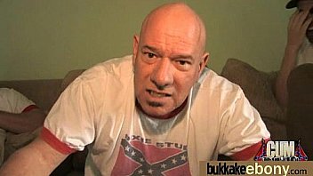 Ebony in a huge bukkake 16