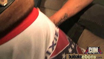 Ebony in a huge bukkake 16