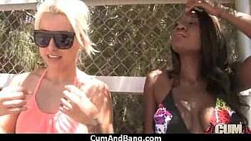 Busty ebony whore gangbanged and covered in cum 13