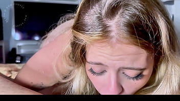My Blonde Stepsister Gave Me A Sloppy Blowjob Before Bed thumbnail