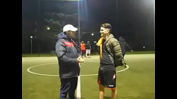 Soccer lad grabbing and spitting on you