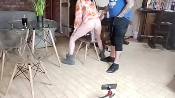 Caught my slutty babe fuck a dildo in my parents kitchen