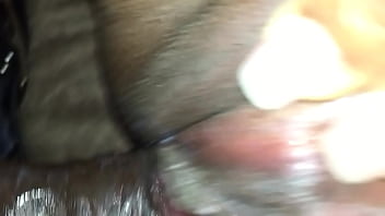 Shoving my dick in and out of her mature black pussy