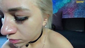 Masturbating cream on face