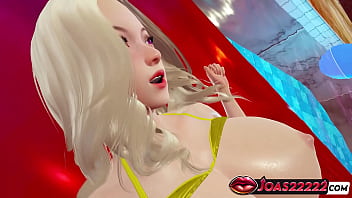 Hot yellow bikini at the pool party 3d huge boobs play intense cunnilingus and fingering wet orgasm in honey select 2