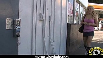 Ebony teen shows off her blowjob skills at gloryhole 4