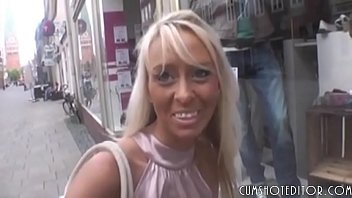 Hot german blonde amateur sex in a public toilet pov