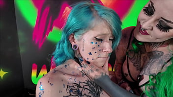 Lesbian femdom submissive girl begs her mistress for a rough fuck