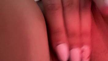 Shaved pussy masturbation