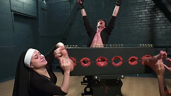 Crazy Nuns Leya And Tonya Tickle Poor Guy thumbnail