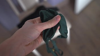 Stepmom catches step son jerking with pantie and ride on his dick