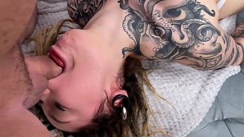 Tattooed bisexual wife and her gf ffm threesome