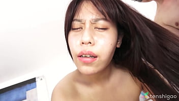 Brunette japanese asuka koizumi is sucking a hard cocks before having sex with three guys