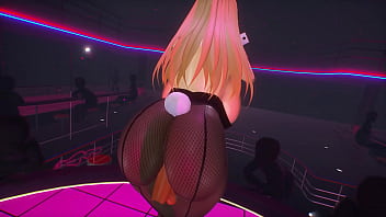 Kancolle ship bismarck wearing bunnysuit and tents the audience to hit her on the ass