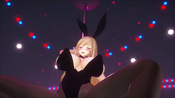 Kancolle ship bismarck wearing bunnysuit and tents the audience to hit her on the ass