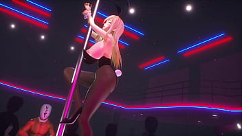 Kancolle ship bismarck wearing bunnysuit and tents the audience to hit her on the ass