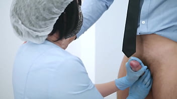 Hospital harlot's hot gloved strokes foot teases and double anal toy madness