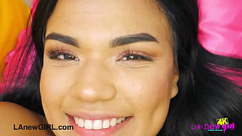 Enchanting dark haired model naked close up