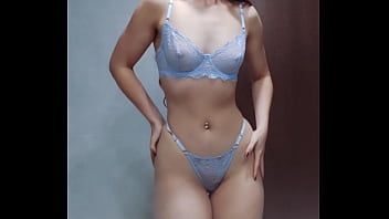 Blue lingerie teasing you booty clapping
