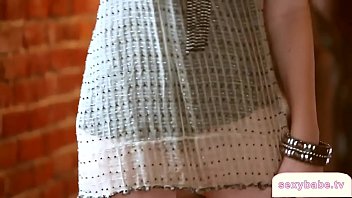 Hot redhead babe striptease