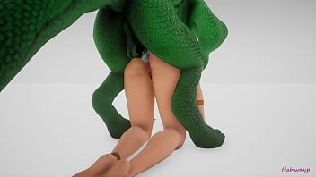 Green lizard fucks cleopatra with a double cock