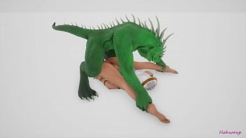 Green lizard fucks cleopatra with a double cock