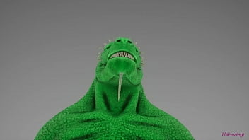 Green lizard fucks cleopatra with a double cock