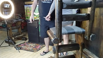 Stepbrothers jerking off while hot stepsis fucks dildo