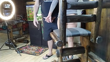 Stepbrothers jerking off while hot stepsis fucks dildo