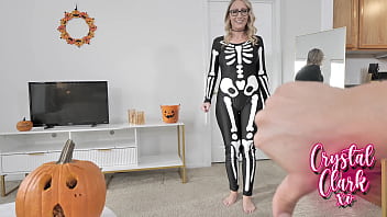 Hot step aunt wants my help designing halloween pumpkins