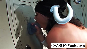 Busty brunette has some foot fetish fun