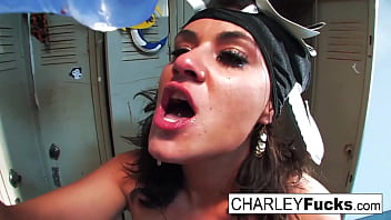 Busty brunette has some foot fetish fun