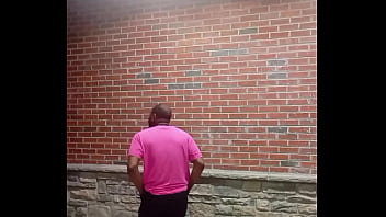 A private strip tease for free while faced backwards in 70 degree weather