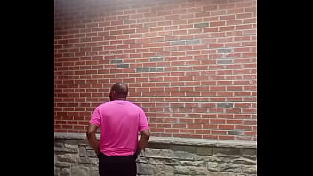 A private strip tease for free while faced backwards in 70 degree weather