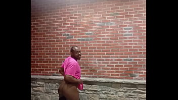 A private strip tease for free while faced backwards in 70 degree weather