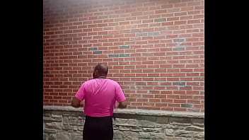 A private strip tease for free while faced backwards in 70 degree weather