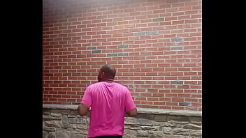 A private strip tease for free while faced backwards in 70 degree weather