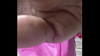 A private strip tease for free while faced backwards in 70 degree weather