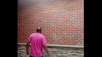 A private strip tease for free while faced backwards in 70 degree weather