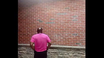 A private strip tease for free while faced backwards in 70 degree weather