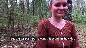 Real russian couple filmed their uexpected blowjob in the wood