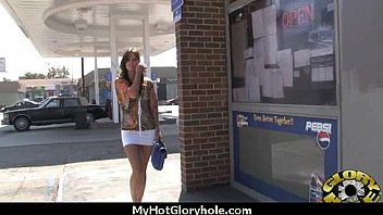 Ebony at the gloryhole jizzed on 6