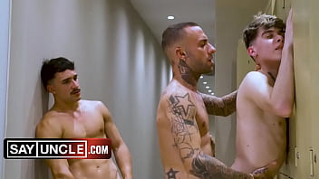 Muscular Latino Soccer Players Creamy 3some With Twink In The Locker Room thumbnail