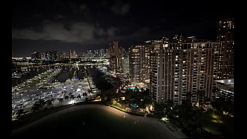 On my hotel balcony last night before playtime